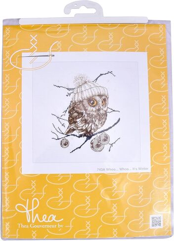 Thea Gouverneur - Counted Cross Stitch Kit - Whoo..Whoo..It's Winter - Aida Black - 16 Count - for Adults - 743.05 in Kuwait