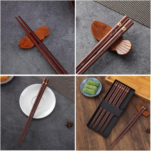 Japanese Natural Wood Chopstick Set Reusable Classic Style Chopsticks Non-slip Design Chop Sticks 5 Pairs Gift Set in Saudi Arabia