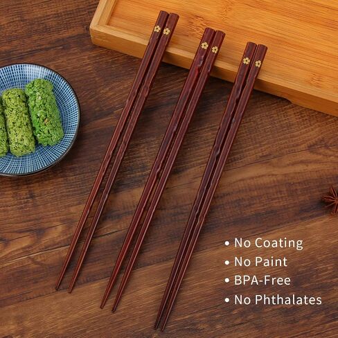 Japanese Natural Wood Chopstick Set Reusable Classic Style Chopsticks Non-slip Design Chop Sticks 5 Pairs Gift Set in Saudi Arabia
