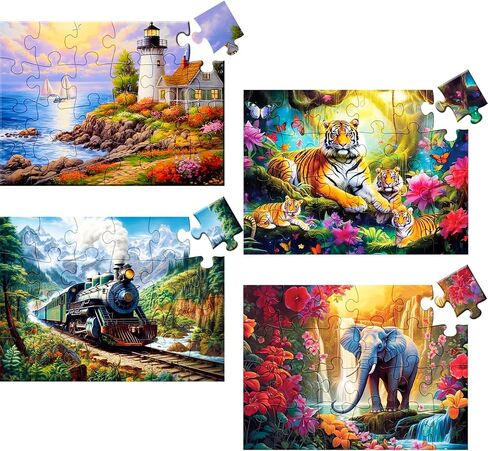 4 Packs 36 Large Piece Puzzle for Seniors - Dementia Puzzles for Elderly Adults,Alzheimer’s Puzzles Memory Cognitive Games for Elderly Seniors with 4 Storage Bags in Saudi Arabia