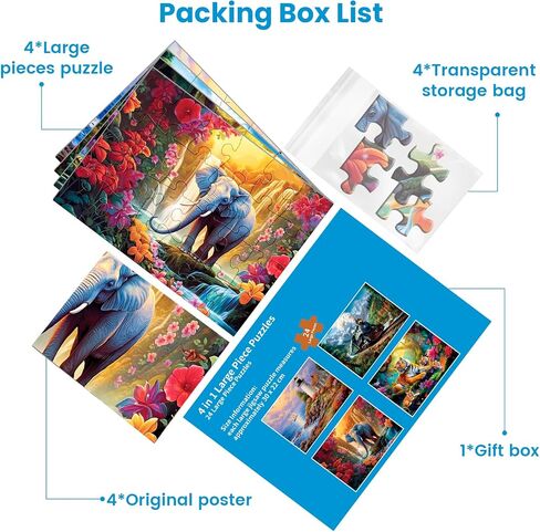 4 Packs 36 Large Piece Puzzle for Seniors - Dementia Puzzles for Elderly Adults,Alzheimer’s Puzzles Memory Cognitive Games for Elderly Seniors with 4 Storage Bags in Saudi Arabia