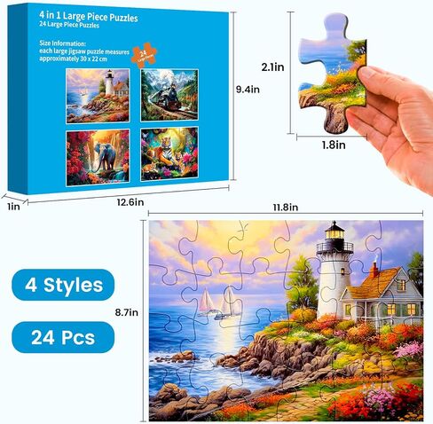 4 Packs 36 Large Piece Puzzle for Seniors - Dementia Puzzles for Elderly Adults,Alzheimer’s Puzzles Memory Cognitive Games for Elderly Seniors with 4 Storage Bags in Saudi Arabia