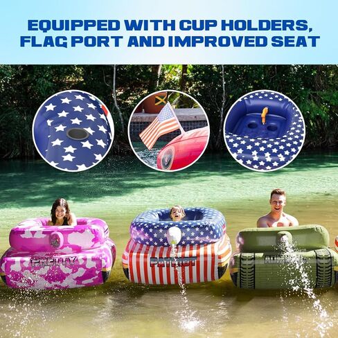 Float Factory’s Premium Inflatable Pool Float - Inflatable Tank Floatie w/Water Cannon That Blast Water up to 50 ft! - Durable Inflatable Pool Floats for Adults & Kids Ages 5+ in Saudi Arabia