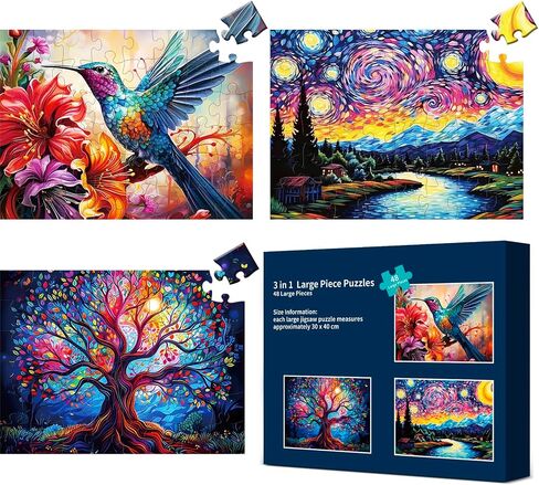 4 Packs 36 Large Piece Puzzle for Seniors - Dementia Puzzles for Elderly Adults,Alzheimer’s Puzzles Memory Cognitive Games for Elderly Seniors with 4 Storage Bags in Saudi Arabia