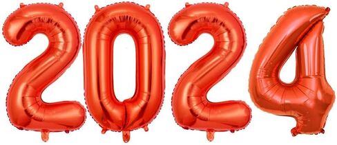 بالونات أرقام فويل عملاقة مقاس 40 بوصة 2024 من أجل مستلزمات حفلات رأس السنة الجديدة السعيدة 2024 وديكورات التخرج (أسود) in Kuwait