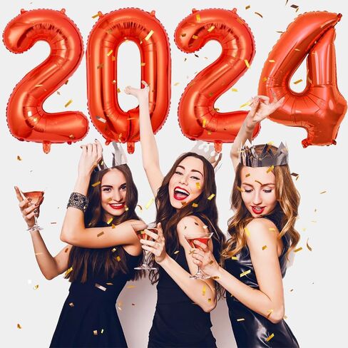 بالونات أرقام فويل عملاقة مقاس 40 بوصة 2024 من أجل مستلزمات حفلات رأس السنة الجديدة السعيدة 2024 وديكورات التخرج (أسود) in Kuwait