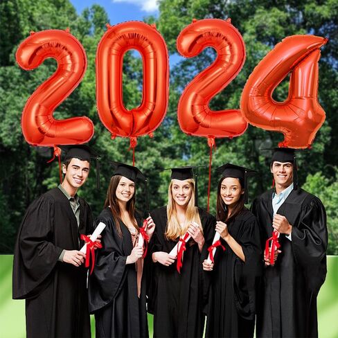 بالونات أرقام فويل عملاقة مقاس 40 بوصة 2024 من أجل مستلزمات حفلات رأس السنة الجديدة السعيدة 2024 وديكورات التخرج (أسود) in Kuwait