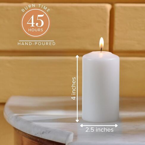 Simply Soson White Pillar Candles Bulk - 2.5x4 Inch, Set of 6 Unscented Pillar Candles, Elegant Tall Pillar Candle, Round Cone tip Pillar Candle for Home Decor, Dinner, Wedding, Party, & Restaurant in Kuwait
