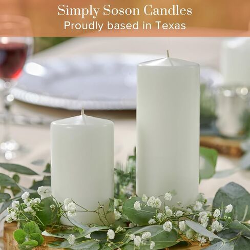 Simply Soson White Pillar Candles Bulk - 2.5x4 Inch, Set of 6 Unscented Pillar Candles, Elegant Tall Pillar Candle, Round Cone tip Pillar Candle for Home Decor, Dinner, Wedding, Party, & Restaurant in Kuwait
