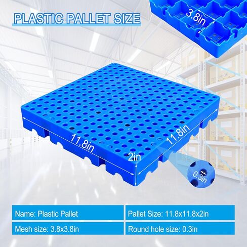 Plastic Pallet, Waterproof Storage Grid Pad, Lightweight Nestable Floor Pallets, 2pcs HDPE Breathable Grids Article Racks for Garage Supermarket Basement in Saudi Arabia