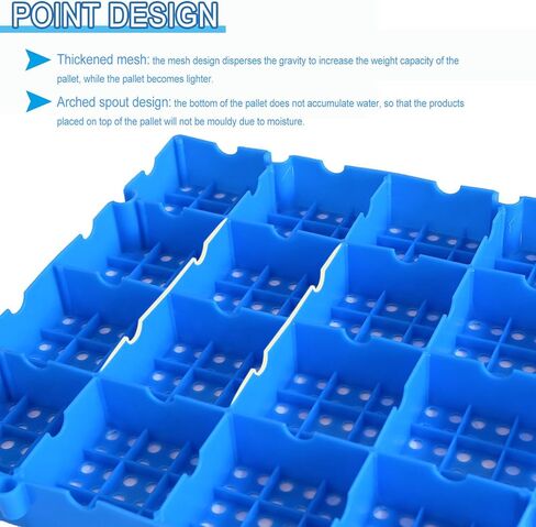 Plastic Pallet, Waterproof Storage Grid Pad, Lightweight Nestable Floor Pallets, 2pcs HDPE Breathable Grids Article Racks for Garage Supermarket Basement in Saudi Arabia