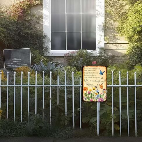 What a Wonderful World Metal Tin Sign Vintage Garden Tin Signs for Outdoor Patio I See Trees of Green Red Roses Too Tin Sign Flowers Sign for Cafe Kitchen Home Wall Decor Plaque 8x12 Inch in Saudi Arabia