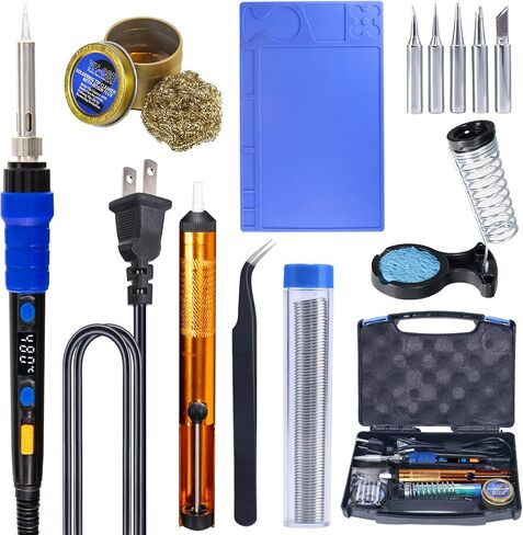 YIHUA 928D-III Soldering Iron,110W High Power, Fully Digital Display °F /°C- Temperature Control Soldering Tool, Accurate 194~896°F, with ON/OFF Switch, Iron Tip, Brass Wool, Automatic Sleep Mode in Saudi Arabia