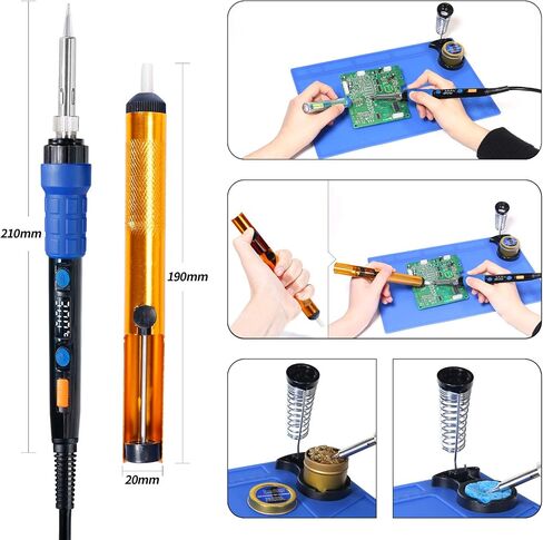 YIHUA 928D-III Soldering Iron,110W High Power, Fully Digital Display °F /°C- Temperature Control Soldering Tool, Accurate 194~896°F, with ON/OFF Switch, Iron Tip, Brass Wool, Automatic Sleep Mode in Saudi Arabia