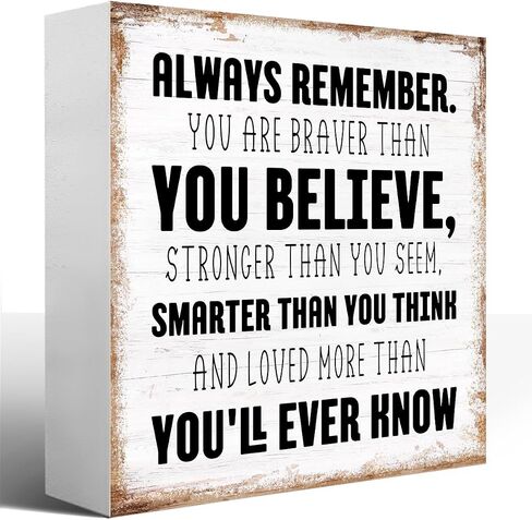 Always Remember You are Brave Wood Sign Desk Decor,Inspirational Office Wood Block Plaque Box Sign for Office Tablet Decor,Cheer up Gift Motivational Gift for Coworkers Friend in Kuwait
