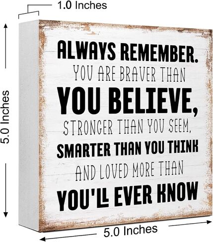 Always Remember You are Brave Wood Sign Desk Decor,Inspirational Office Wood Block Plaque Box Sign for Office Tablet Decor,Cheer up Gift Motivational Gift for Coworkers Friend in Kuwait