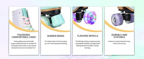 Women's Roller Skates PU Leather High-top Roller Skates Four-Wheel Roller Skates Shiny Roller Skates with Carry Bag for Girls in Kuwait
