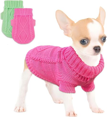 2 Pieces Dog Sweater for Small Dogs Chihuahua Clothes Winter Cute Knitwear in Kuwait