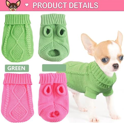 2 Pieces Dog Sweater for Small Dogs Chihuahua Clothes Winter Cute Knitwear in Kuwait