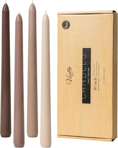 Viyffo 10 Inch Brown Taper Candles Set of 4 Unscented Smokeless Long Tall Tapered Candle for Candlesticks Wedding Home Decor Dinner in Saudi Arabia