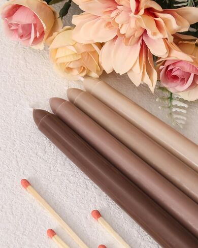 Viyffo 10 Inch Brown Taper Candles Set of 4 Unscented Smokeless Long Tall Tapered Candle for Candlesticks Wedding Home Decor Dinner in Saudi Arabia