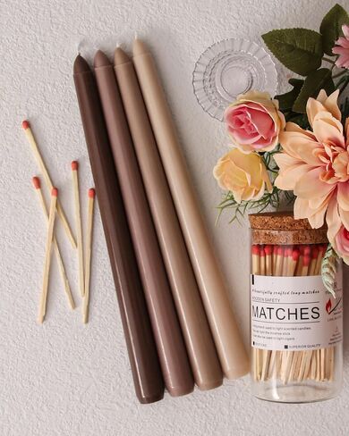 Viyffo 10 Inch Brown Taper Candles Set of 4 Unscented Smokeless Long Tall Tapered Candle for Candlesticks Wedding Home Decor Dinner in Saudi Arabia