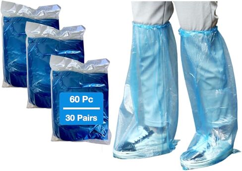 Leo 20 piece 10 pairs shoes & long Boots cover - Disposable Long Boots Shoes Cover slip resistant Durable Material for carpet, rain, mud, snow. (20 pcs) in Saudi Arabia
