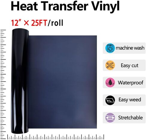 RENLITONG Yellow Iron on Vinyl Roll -12Inch x 25ft Heat Transfer Vinyl for T-Shirt HTV Vinyl Rolls for All Cutter Machine - Easy to Cut & Weed for Heat Vinyl Design(Yellow, 25ft) in Saudi Arabia