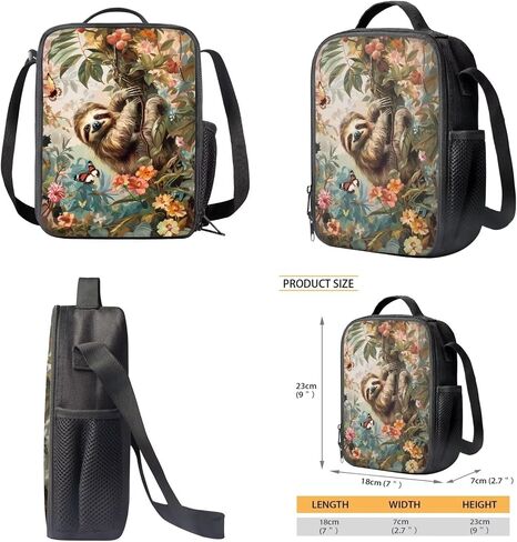 حقيبة ظهر Suobstales Sloth Butterfly Flower Print حقيبة كتب للأطفال مع صندوق غداء مقلمة مجموعة حقيبة ظهر كاجوال حقيبة ظهر حقيبة كمبيوتر محمول 3 في 1 لوازم مدرسية للبنين والبنات in Kuwait