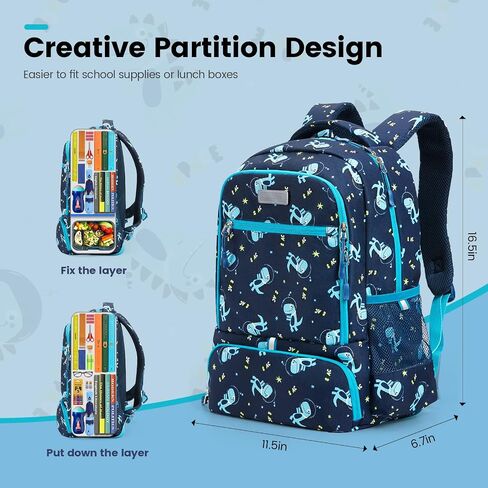 Kids Backpack with Insulated Pocket for Lunch Box - Cute Kindergarten Backpack for Boys Girls - Comfort Elementary Bookbags Gifts for Children in Saudi Arabia