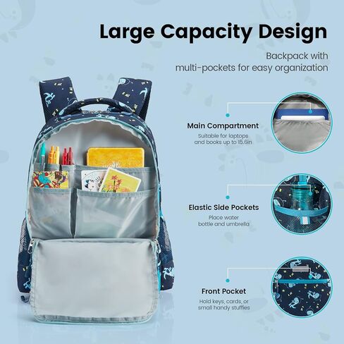 Kids Backpack with Insulated Pocket for Lunch Box - Cute Kindergarten Backpack for Boys Girls - Comfort Elementary Bookbags Gifts for Children in Saudi Arabia
