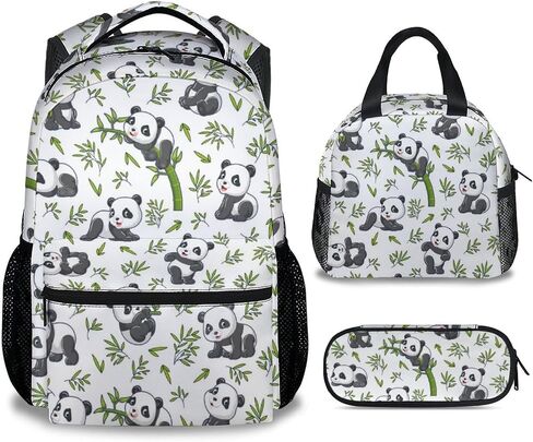 Mercuryelf Panda Backpack with Lunch Box and Pencil Case, Cute Pandas Elementary Kindergarten School Preschool Bookbag for Boys Girls Kids, Set of 3 in Saudi Arabia