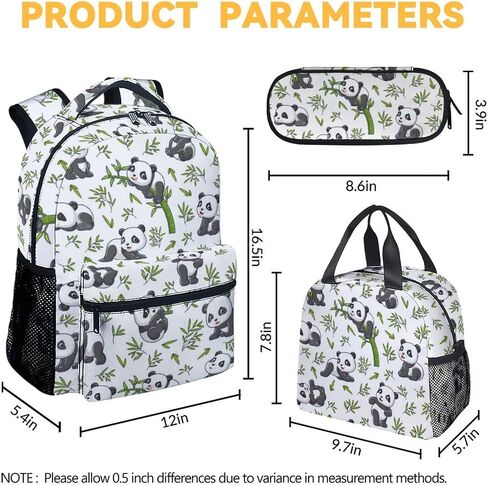 Mercuryelf Panda Backpack with Lunch Box and Pencil Case, Cute Pandas Elementary Kindergarten School Preschool Bookbag for Boys Girls Kids, Set of 3 in Saudi Arabia