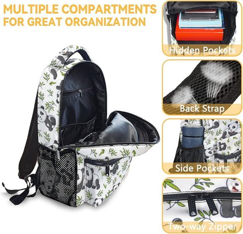 Mercuryelf Panda Backpack with Lunch Box and Pencil Case, Cute Pandas Elementary Kindergarten School Preschool Bookbag for Boys Girls Kids, Set of 3 in Saudi Arabia