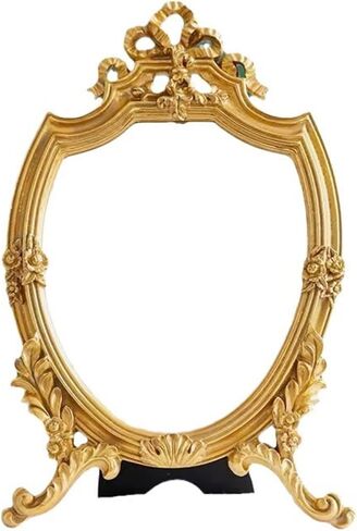 Retro Relief Desk Makeup Mirror Decorative Wall Mirror Tabletop Mirror Antique Gold Mirrors Vintage Carved Mirror for Bedroom Living-Room Dresser Decor in Saudi Arabia