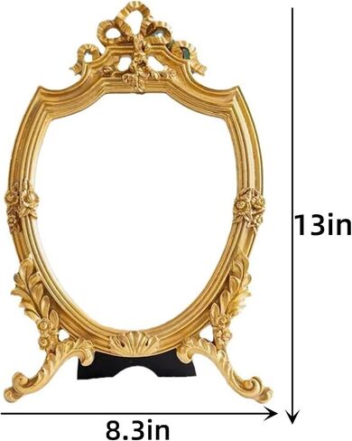 Retro Relief Desk Makeup Mirror Decorative Wall Mirror Tabletop Mirror Antique Gold Mirrors Vintage Carved Mirror for Bedroom Living-Room Dresser Decor in Saudi Arabia