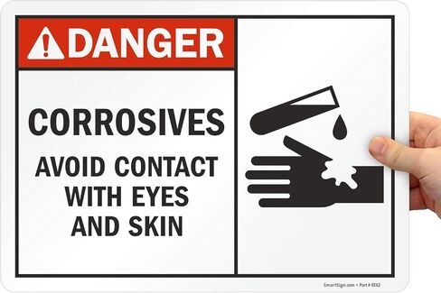 SmartSign "Danger - Corrosives, Avoid Contact with Eyes And Skin" Label | 10" x 14" Laminated Vinyl in Saudi Arabia