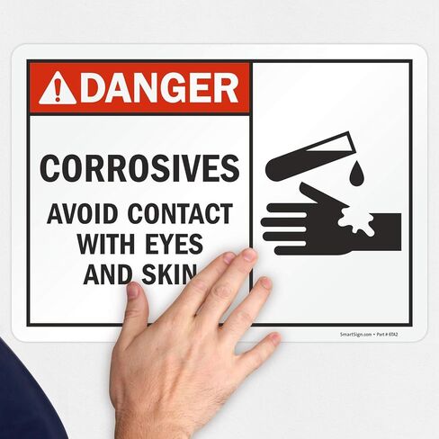 SmartSign "Danger - Corrosives, Avoid Contact with Eyes And Skin" Label | 10" x 14" Laminated Vinyl in Saudi Arabia