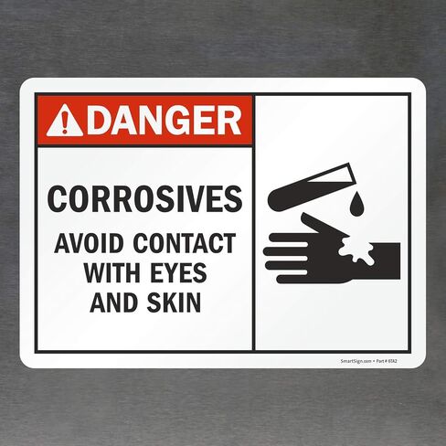 SmartSign "Danger - Corrosives, Avoid Contact with Eyes And Skin" Label | 10" x 14" Laminated Vinyl in Saudi Arabia