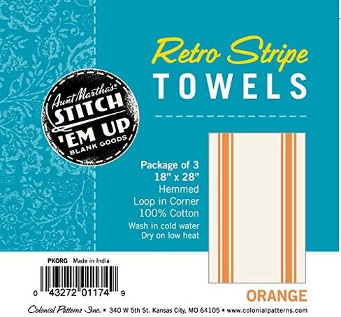 Aunt Martha's 18-Inch by 28-Inch Package of 3 Vintage Dish Towels, Blue Striped (PKSTB) in Saudi Arabia