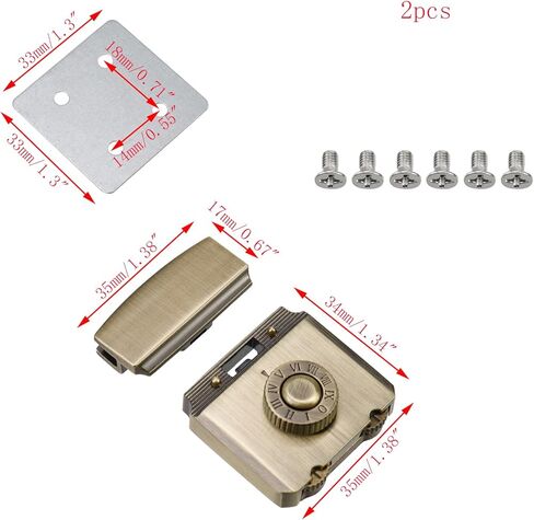 قطعتان من أقفال مجموعة الأمتعة، مشابك برونزية لحقيبة السفر مع مجموعة من 3 أرقام، أقفال كلمة المرور، صندوق أدوات معدني، مشابك للحقائب، استبدال الأقفال، مع براغي in Kuwait