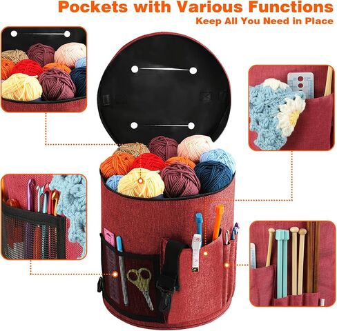 حقيبة كروشيه لتخزين الغزل، حقيبة تنظيم إبرة الحياكة WITSTEP، حامل حقيبة كروشيه مع جيب أمامي لتخزين الغزل، إبرة الحياكة، وخطافات الكروشيه in Kuwait