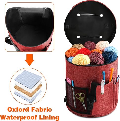 حقيبة كروشيه لتخزين الغزل، حقيبة تنظيم إبرة الحياكة WITSTEP، حامل حقيبة كروشيه مع جيب أمامي لتخزين الغزل، إبرة الحياكة، وخطافات الكروشيه in Kuwait