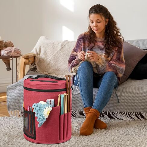 حقيبة كروشيه لتخزين الغزل، حقيبة تنظيم إبرة الحياكة WITSTEP، حامل حقيبة كروشيه مع جيب أمامي لتخزين الغزل، إبرة الحياكة، وخطافات الكروشيه in Kuwait