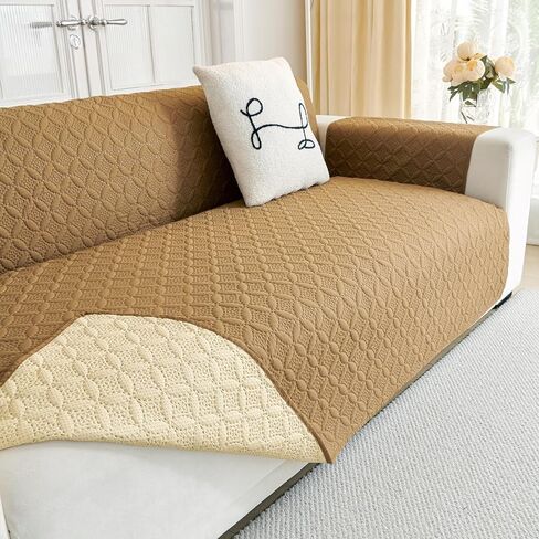 ENVEHUG غطاء أريكة Loveseat قابل للعكس لأريكة وسادتين غطاء مقاوم للماء وغطاء أريكة قابل للغسل مع أشرطة غير قابلة للانزلاق ومطاطية للأطفال والكلاب والقطط والحيوانات الأليفة (رمادي، 104 × 76) in Kuwait