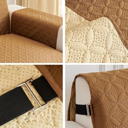 ENVEHUG غطاء أريكة Loveseat قابل للعكس لأريكة وسادتين غطاء مقاوم للماء وغطاء أريكة قابل للغسل مع أشرطة غير قابلة للانزلاق ومطاطية للأطفال والكلاب والقطط والحيوانات الأليفة (رمادي، 104 × 76) in Kuwait
