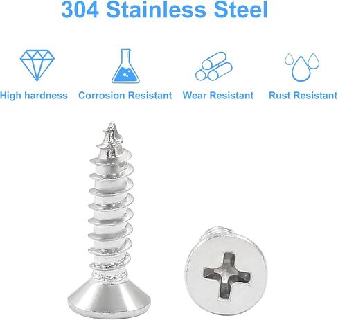 Piutouyar 100 Pack M5 x 20mm Wood Screws, 304 Stainless Steel Screws Round Phillips Head Self Tapping Drywall Screw Fasteners Hardware in Saudi Arabia