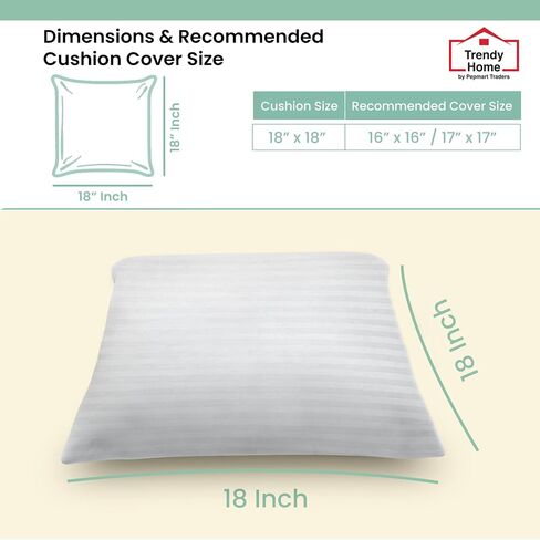 Trendy Home 16x16 Throw Pillow Insert (Set of 4, White) Bed and Couch Pillows Stuffer Hypoallergenic, Decorative Home Outdoor Sofa Pillow Filler (Non Woven, 4 Pack) in Saudi Arabia