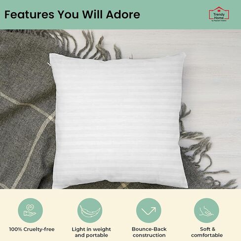 Trendy Home 16x16 Throw Pillow Insert (Set of 4, White) Bed and Couch Pillows Stuffer Hypoallergenic, Decorative Home Outdoor Sofa Pillow Filler (Non Woven, 4 Pack) in Saudi Arabia