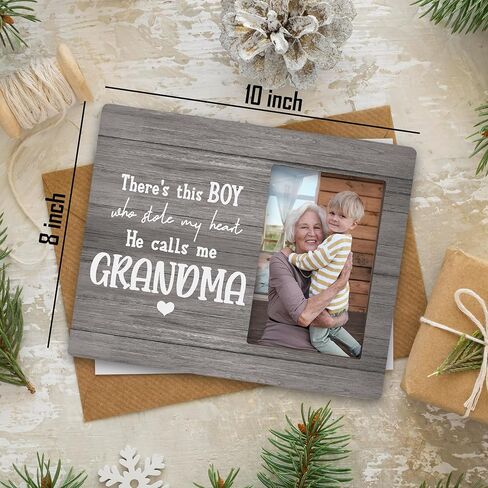 Grandma Picture Frames, Grandson Gifts from Grandma 8x10 Photo Frame,Mothers Day Gifts for Grandma from Grandson,This Boy Who Stole My Heart He Calls Me Grandma Picture Frame for Tabletop Wall in Kuwait